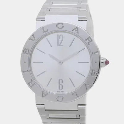 Pre-owned Bvlgari 103575 Bb33s Quartz Women's Wristwatch 34mm In Silver