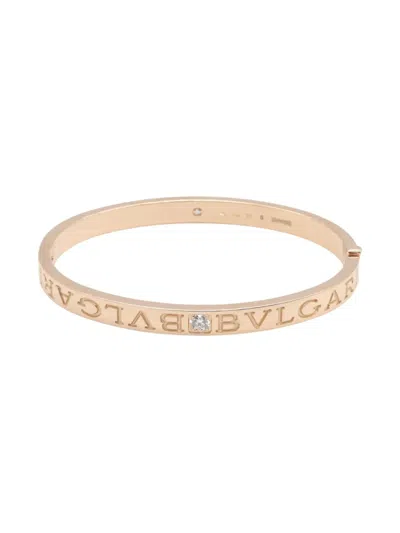 Pre-owned Bvlgari 10s 18k Rose Gold Bulgari Diamond Bracelet In Yellow