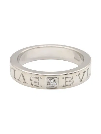 Pre-owned Bvlgari 10s 18k White Gold B-zero1 Diamond Ring In Silver