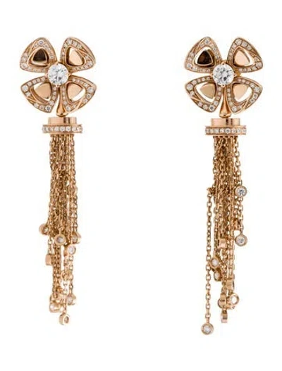 Pre-owned Bvlgari 18k 1.05ctw Diamond Fiorever Drop Earrings In Multi