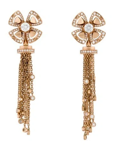 Pre-owned Bvlgari 18k 1.05ctw Diamond Fiorever Drop Earrings In Multi