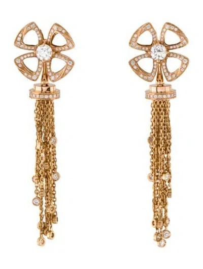 Pre-owned Bvlgari 18k 1.05ctw Diamond Fiorever Drop Earrings In Multi