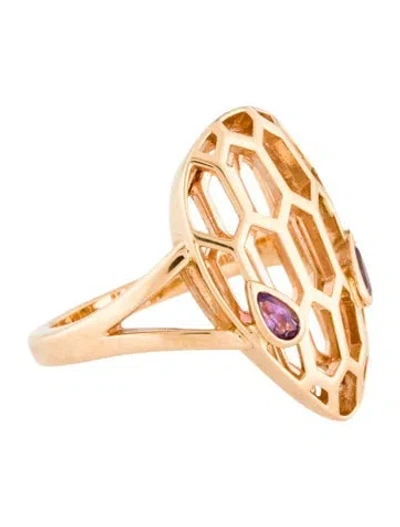 Pre-owned Bvlgari 18k Amethyst Serpenti Cocktail Ring In Multi