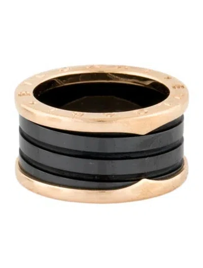 Pre-owned Bvlgari 18k B.zero1 Ceramic Ring In Black