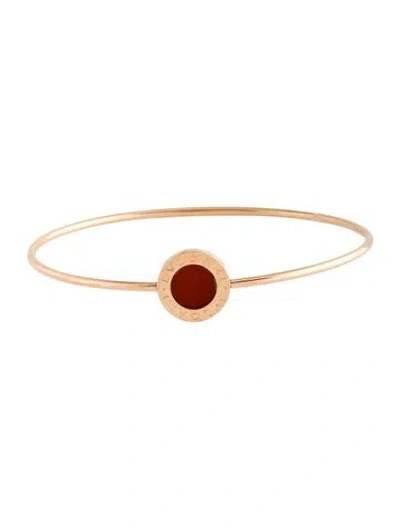 Pre-owned Bvlgari 18k Carnelian Bangle Bracelet, 6.75" In Multicolor