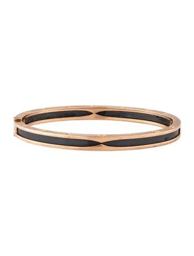 Pre-owned Bvlgari 18k Ceramic B.zero1 Bracelet, 6.75" In Black