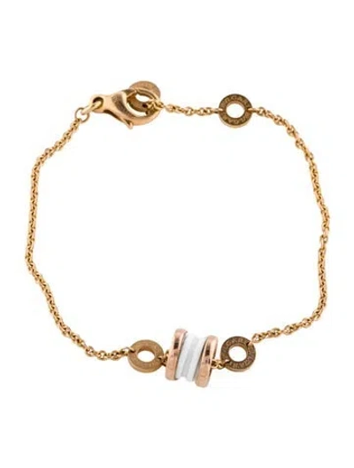 Pre-owned Bvlgari 18k Ceramic B.zero1 Bracelet, 7" In White