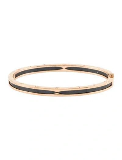 Pre-owned Bvlgari 18k Ceramic B.zero1 Bracelet, 7.5" In Black