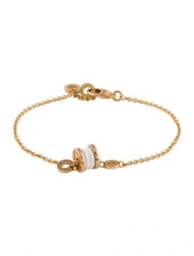 Pre-owned Bvlgari 18k Ceramic B.zero1 Bracelet, 8" In White