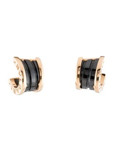 Pre-owned Bvlgari 18k Ceramic B.zero1 Earrings In Black