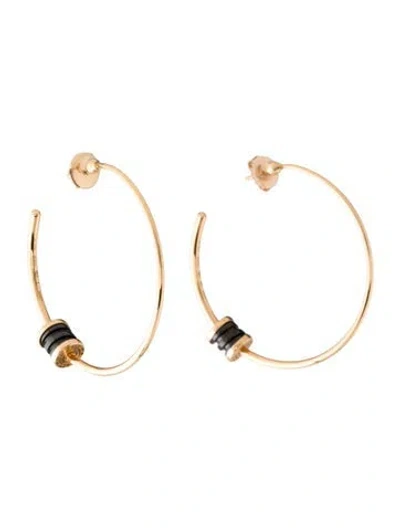 Pre-owned Bvlgari 18k Ceramic B.zero1 Hoop Earrings In Black