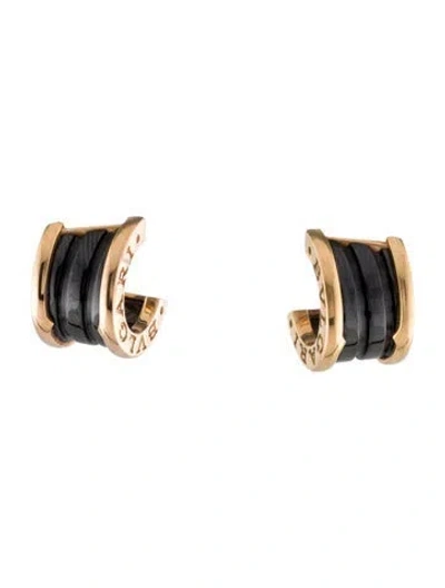 Pre-owned Bvlgari 18k Ceramic B.zero1 Huggie Earrings In Black