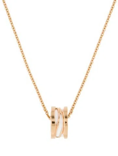 Pre-owned Bvlgari 18k Ceramic B.zero1 Legend Pendant Necklace, 18" In White
