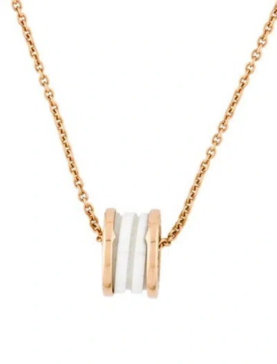 Pre-owned Bvlgari 18k Ceramic B.zero1 Necklace, 18" In White