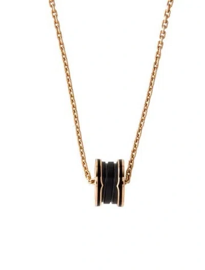 Pre-owned Bvlgari 18k Ceramic B.zero1 Pendant Necklace, 23.5" In Black