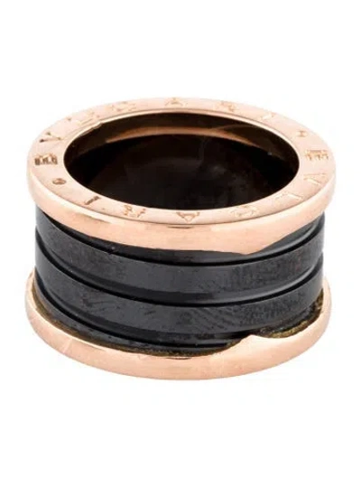 Pre-owned Bvlgari 18k Ceramic B.zero1 Ring In Black