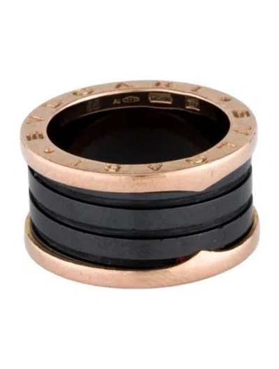 Pre-owned Bvlgari 18k Ceramic B.zero1 Ring In Black