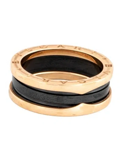 Pre-owned Bvlgari 18k Ceramic B.zero1 Ring In Black