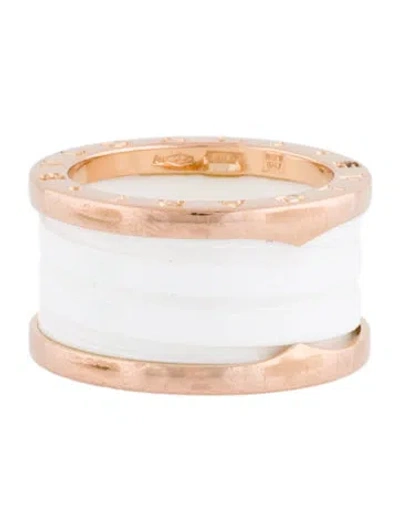Pre-owned Bvlgari 18k Ceramic B.zero1 Ring In Multi