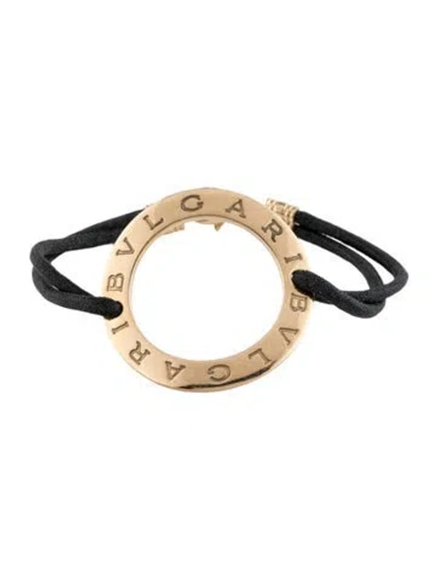 Pre-owned Bvlgari 18k Cord Circle Station Bracelet, 6.5" In Black