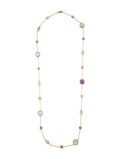 Pre-owned Bvlgari 18k Diamond & Multistone Parentesi Cocktail Sautoir Necklace, 36.5" In Multicolor