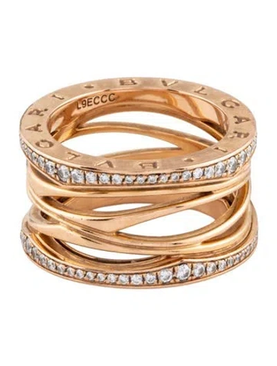 Pre-owned Bvlgari 18k Diamond B.zero1 Design Legend Four-band Ring In Multicolor