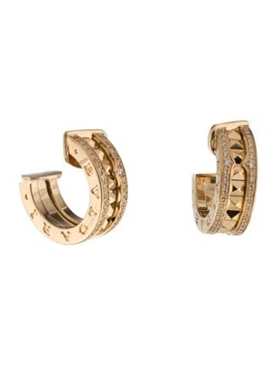 Pre-owned Bvlgari 18k Diamond B.zero1 Rock Hoop Earrings In Multi