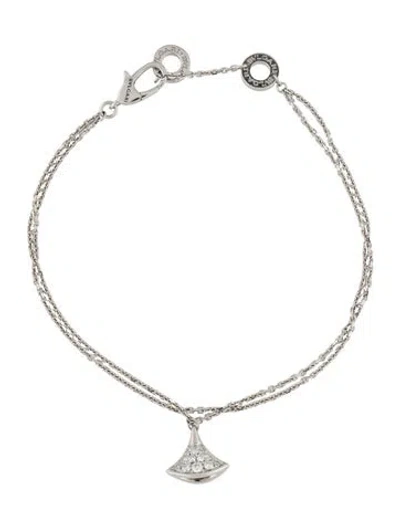 Pre-owned Bvlgari 18k Diamond Diva's Dream Charm Bracelet, 7" In Multicolor