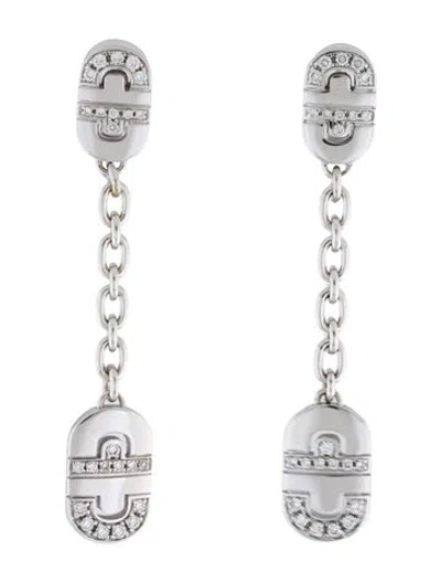 Pre-owned Bvlgari 18k Diamond Parentesi Drop Earrings In Multi