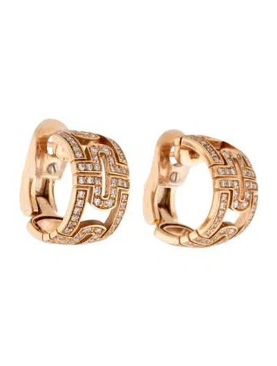 Pre-owned Bvlgari 18k Diamond Parentesi Earclip Earrings In Multicolor