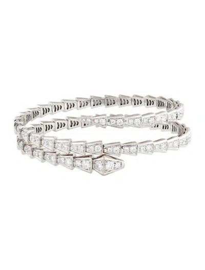 Pre-owned Bvlgari 18k Diamond Serpenti Bracelet, 6.75" In Multi