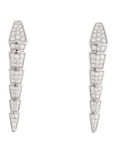 Pre-owned Bvlgari 18k Diamond Serpenti Drop Earrings In Multi