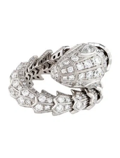 Pre-owned Bvlgari 18k Diamond Serpenti Ring In Multi
