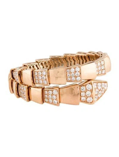 Pre-owned Bvlgari 18k Diamond Serpenti Scaglie Bracelet, 7" In Multi
