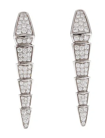 Pre-owned Bvlgari 18k Diamond Serpenti Viper Drop Earrings In Multi