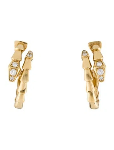 Pre-owned Bvlgari 18k Diamond Serpenti Viper Earrings In Multi