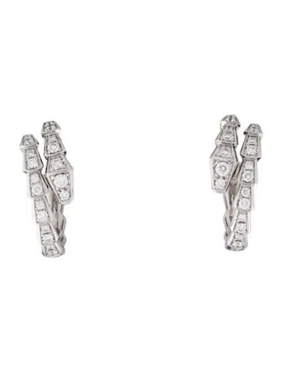 Pre-owned Bvlgari 18k Diamond Serpenti Viper Earrings In Multi
