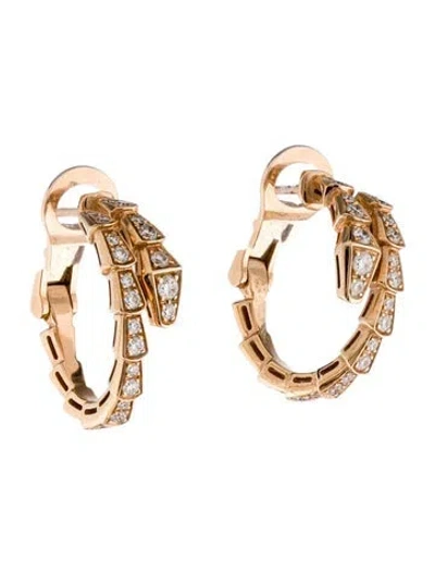 Pre-owned Bvlgari 18k Diamond Serpenti Viper Earrings In Multi