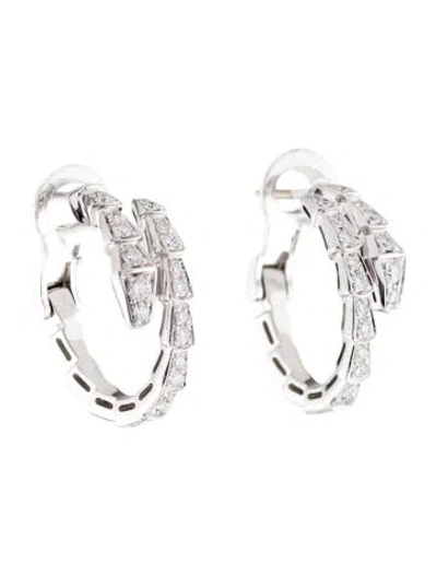 Pre-owned Bvlgari 18k Diamond Serpenti Viper Earrings In Multicolor