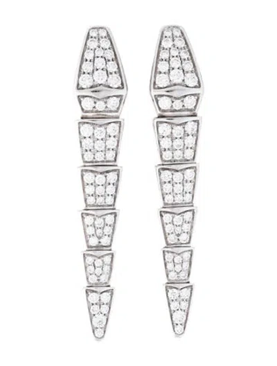 Pre-owned Bvlgari 18k Diamond Serpenti Viper Earrings In Multicolor
