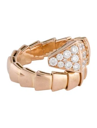 Pre-owned Bvlgari 18k Diamond Serpenti Viper Ring In Multi