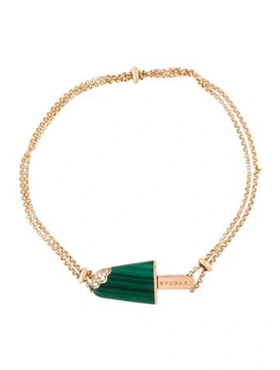 Pre-owned Bvlgari 18k Malachite & Diamond Gelati Bracelet In Multi