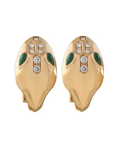 Bvlgari 18k Malachite Earring (authentic Pre-loved) In Gold