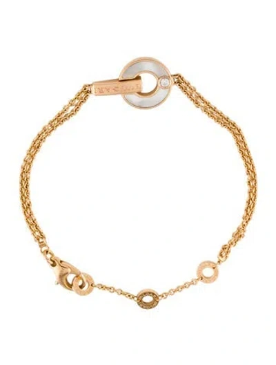Pre-owned Bvlgari 18k Mother Of Pearl & Diamond Bracelet, 7.5" In Multi