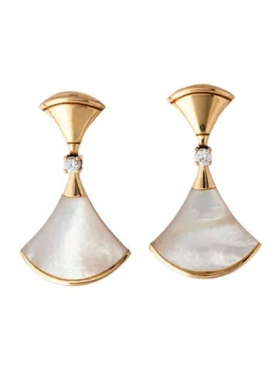 Pre-owned Bvlgari 18k Mother Of Pearl & Diamond Divas' Dream Earrings In Multicolor