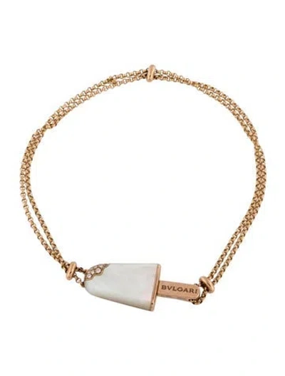 Pre-owned Bvlgari 18k Mother Of Pearl & Diamond Gelati Bracelet, 6.5" In Multicolor