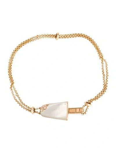 Pre-owned Bvlgari 18k Mother Of Pearl & Diamond Gelati Bracelet In White