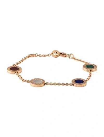 Pre-owned Bvlgari 18k Mother Of Pearl & Multistone   Bracelet, 6.75" In Multicolor