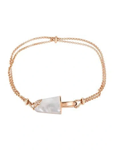 Pre-owned Bvlgari 18k Mother-of-pearl & Diamond Gelati Bracelet, 6.25" In Multicolor