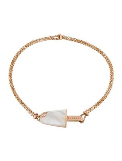 Pre-owned Bvlgari 18k Mother-of-pearl & Diamond Gelati Bracelet, 6.75" In Multi